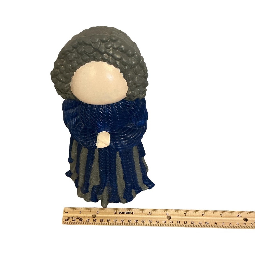 Vintage Ceramic Faceless Woman Figurine Blue Gray Textured Rope Design 10 Inch - Picture 3 of 6
